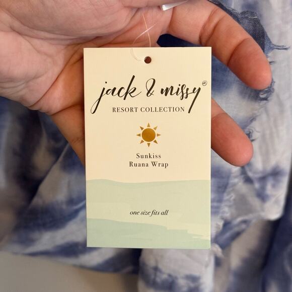 NWT Jack & Missy Kimono Cover Up Blue White One Size - Picture 5 of 7